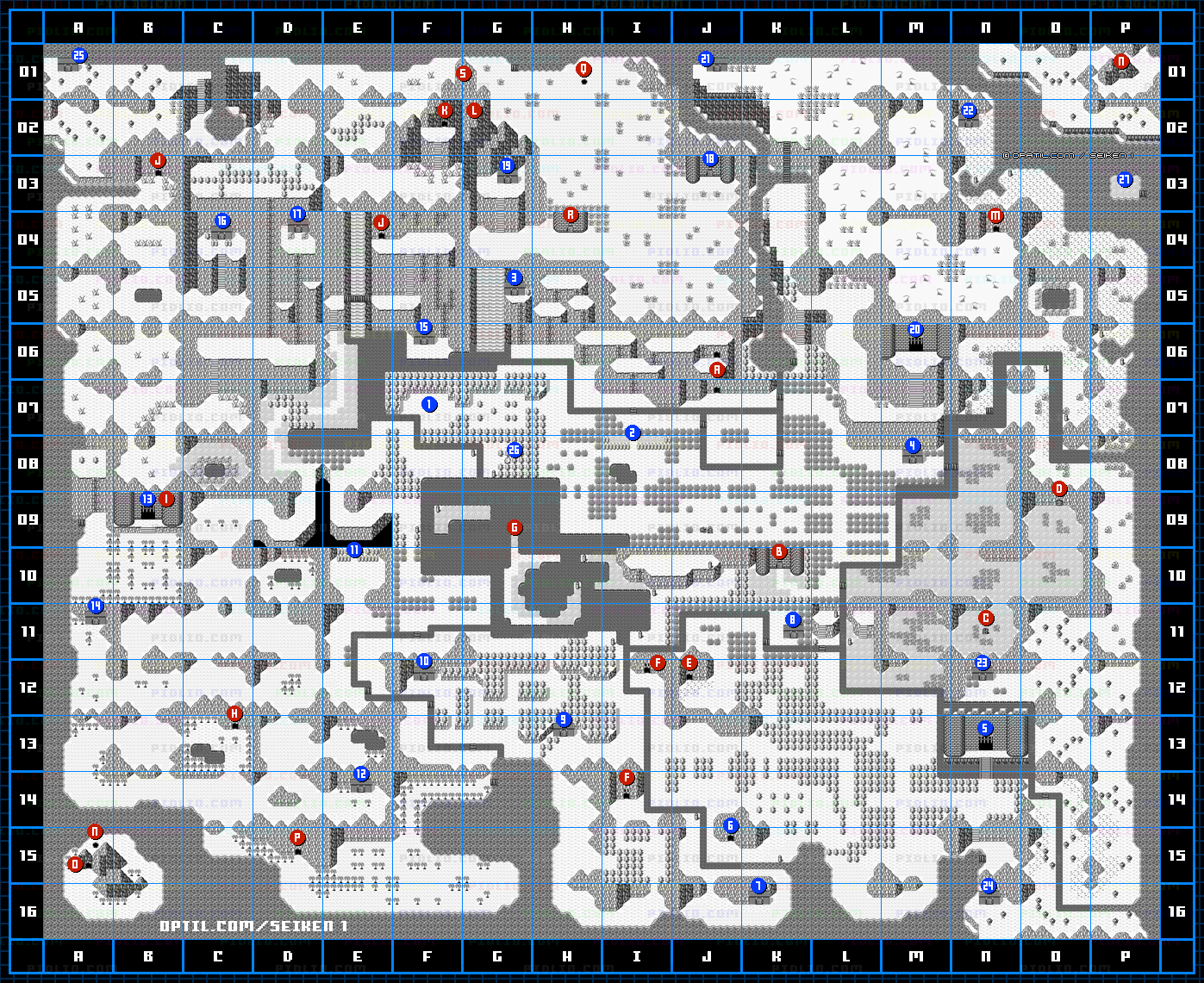 GB版聖剣伝説1のワールドマップ（世界地図）画像 ／ 聖剣伝説1攻略 ─ OPATIL.com