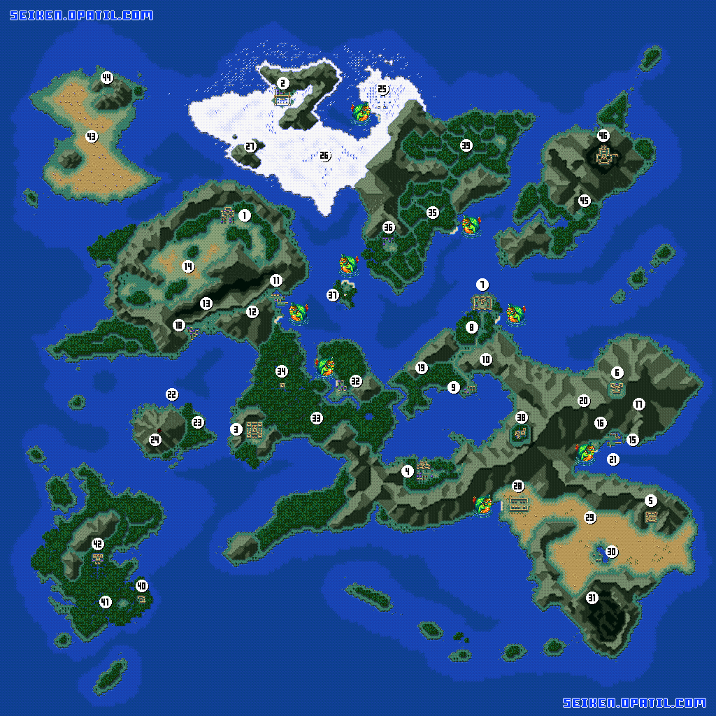 聖剣伝説3・ワールドマップ（世界地図）：聖剣伝説3完全攻略